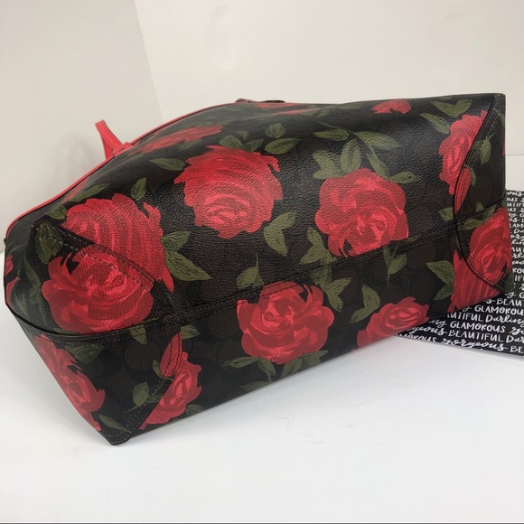 Coach Camo Rose Reversible tote bag set purse city - Picture 5 of 8